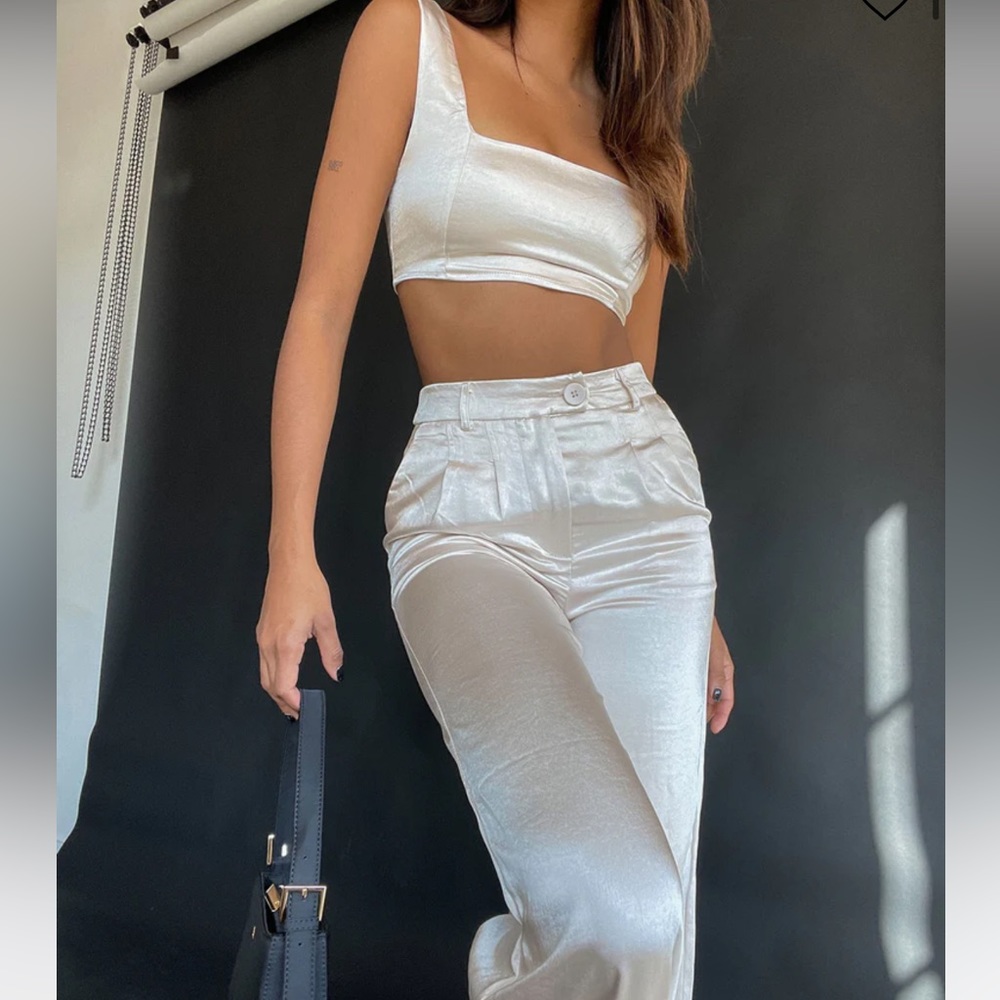 princess polly huxley satin set champagne